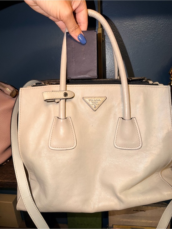 Prada Handbags - Prada Vintage Cream Leather 2-Way Bag with Triangle Logo